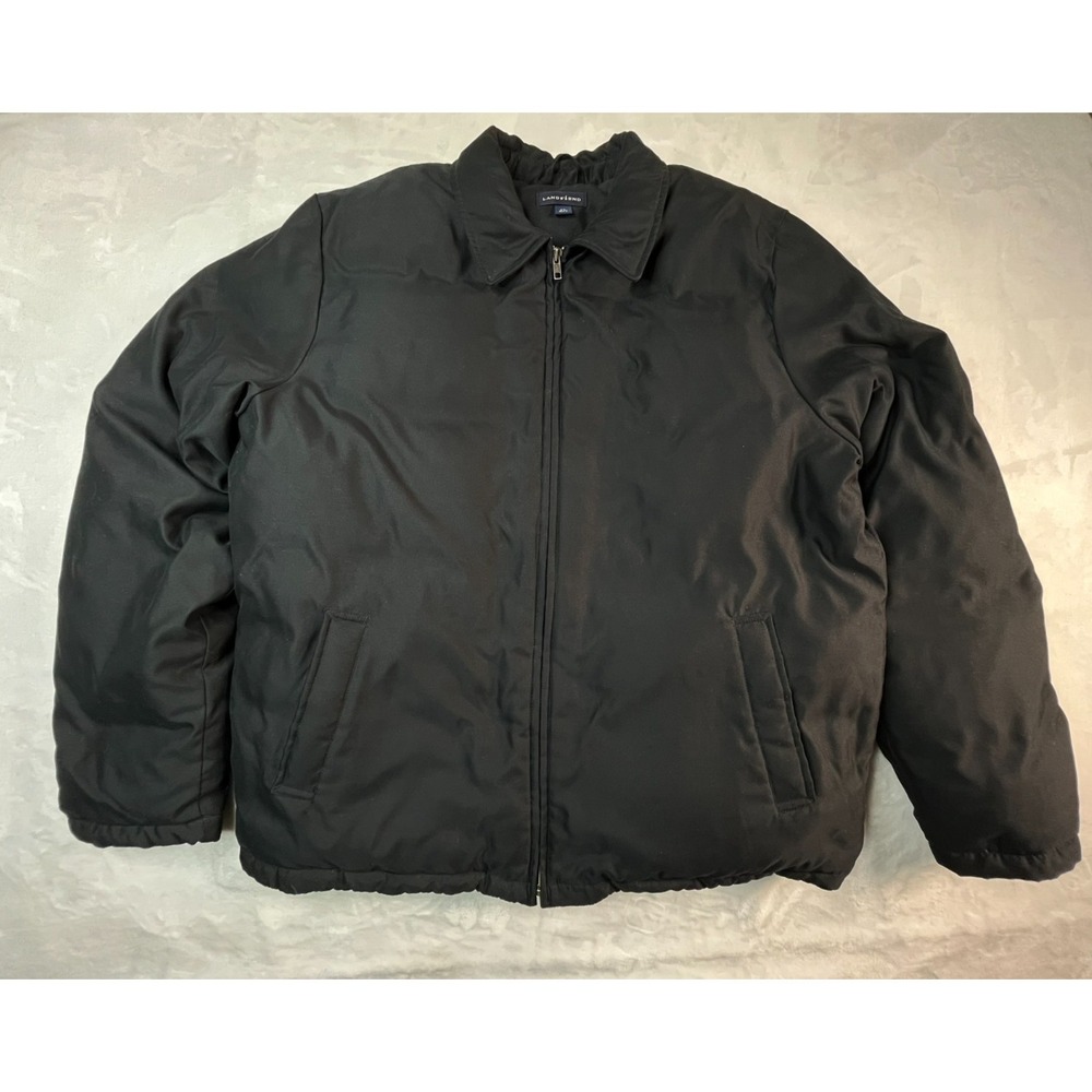 LANDS' END Mens L‎ / Tall  (42-44) Jacket Black Goose Down Feathers Insulated